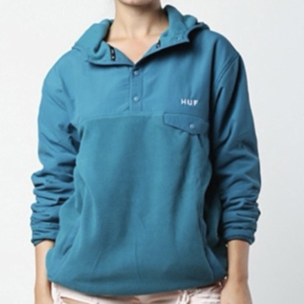 HUF Muir Hooded Polar Teal Pullover Hoodie Jacket
